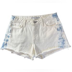 White Tie-Dye Hem Women's Denim Shorts